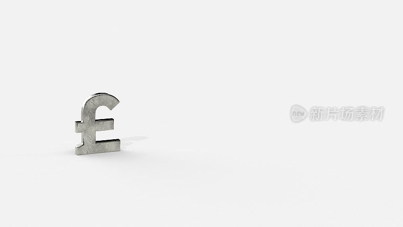 Silver 3d pound render minimalistic simple symbol design isolated on white background. Forex Trading concept. Currency 3DÂ rendering Illustration. Copy space